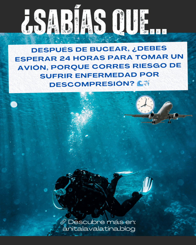 ¿Sabías que después de bucear debes esperar 24 horas antes de volar para evitar enfermedad por descompresión?